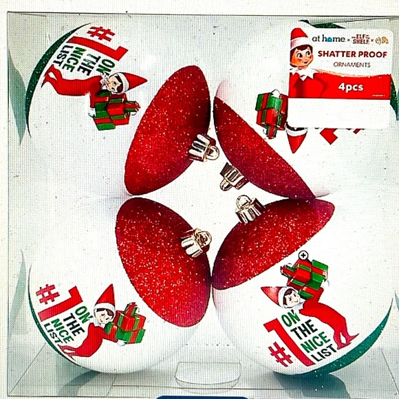 Elf On The Shelf Nice List Shatterproof Ornaments 4 Count NWT - Picture 2 of 10